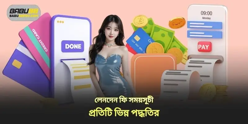 প্রতিটি ভিন্ন পদ্ধতির লেনদেন ফি সময়সূচী
